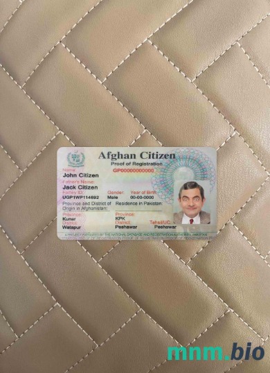 Afganistan karta rejestracyjna dowodu obywatela – wygląd fotograficzny, wygląd skanu i zdjęcie, 2 w 1